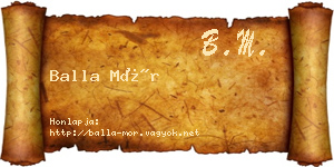 Balla Mór névjegykártya